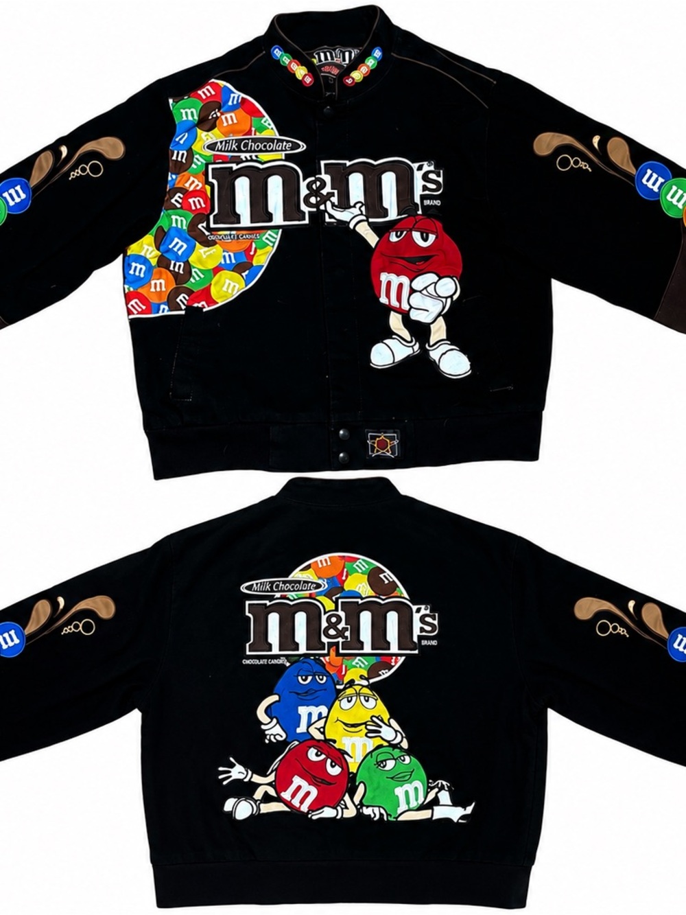 M&M'S Black Kids Graphic Jean Jacket with Multicolor Candy Prints
